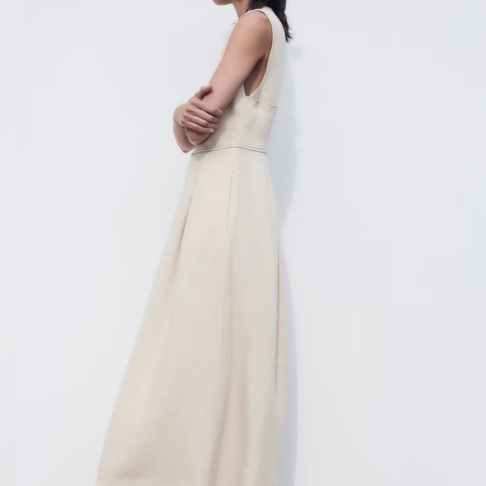 Zara Limited Edition Linen Cream Maxi Dress - Picture 4 of 10